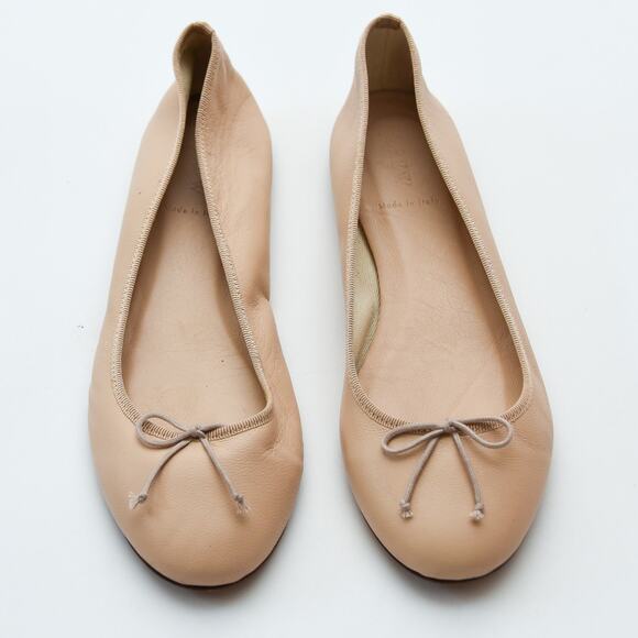 J.Crew Classic Leather Ballet Flats Size 8 Tawny Sand Beige Italian Made - Picture 3 of 6